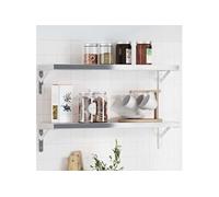 Vidaxl Supports D'étagères 4 Pcs 20x2,5x14 Cm Argenté Acier Inoxydable Multicolore