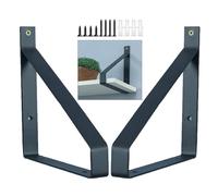 Supports D'étagères Flottantes, Equerre Pour Etagere Fixe Mural, Support D'étagère Décoratif en Métal Doré/noir, Equerres Pour Etagere Triangulaires Robustes, 2 Pièces,black-25cm/9.8in