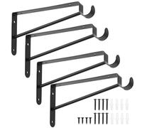 Supports d'étagères, lot de 4, Supports robustes pour étagères et barres, Montage mural, Crochets d'angle, Supports de barres d'étagères, Inclus des Vis