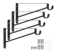 Supports d'étagères, lot de 4, Supports robustes pour étagères et barres, Montage mural, Crochets d'angle, Supports de barres d'étagères, Inclus des Vis