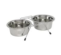 Supports gamelles réglable 2 écuelles incluses Nobby Pet Double Diner Argenté 1,50 L