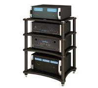 Supports HiFi en Bois de 24 Pouces, Armoire stéréo pour équipement Audio, Support multimédia AV pour amplificateur, Platine Vinyle, récepteur, Haut-Parleur, Meuble TV sur Pied Black 85cm/33.4in