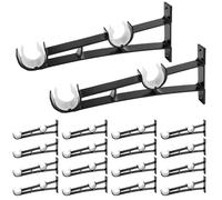 Supports métalliques pour rideaux muraux, supports de rideaux latéraux en alliage d'aluminium, 16 supports de tringle à rideaux doubles pour tringles de 2,5 cm, supports de tringle à rideaux robustes