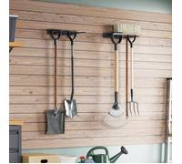 vidaXL Supports muraux pour outils de jardin 2 pcs acier noir