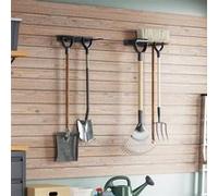 vidaXL Supports muraux pour outils de jardin 2 pcs acier noir
