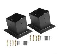 Supports Muraux pour Pergola Toit Incliné 15°, Fixation Murale pour Poteaux 4x4 Pouces (3, 5x3, 5 Réel), Acier Noir Robuste avec pour Gazebo et Porche de Jardin(2pcs)