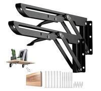 Supports pliants en acier inoxydable, 2 supports lourds pour étagères murales, montage facile, idéal pour le bricolage, bibliothèques, tables et étagères