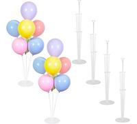 Supports pour Ballons, Lot de 6 Support Ballon Anniversaire Transparent, avec Tige Plastique et Base, Kit de Support de Ballon de Table pour Ballons Anniversaire, Décoration Table et Fête