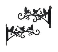 Supports Pour Paniers Suspendus 2 Pcs Metal Wall-Mounted Plant Hanger With Bird & Leaf Design - Heavy-Duty, Easy-to-Install Hook For Outdoor Flower Baskets