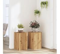 vidaXL Supports pour plantes 2 pcs chêne artisanal bois ingénierie, support de fleurs, support de pot, support pour plantes d'intérieur
