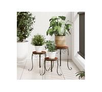 vidaXL Supports pour plantes Table de plantes 4003396 3 pcs terre cuite et céramique Blanc G
