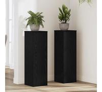 vidaXL Supports de plantes Chêne noir – Bois d'ingénierie – 80 cm – Lot de 2