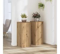 vidaXL Supports de plantes Chêne noir – Bois d'ingénierie – 80 cm – Lot de 2