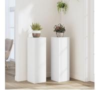 vidaXL Supports pour plantes Bois d'ingénierie 25x25x80 cm Lot de 2 Blanc