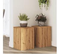 Supports pour plantes - Lot de 2 - Bois d'ingénierie - Chêne artisanal - 25x25x35 cm