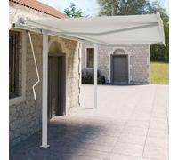 Supports pour Store Banne Blanc,Double Pieds de Support en Fer Robustes,Structure Renforcée pour Stabilité,Support de Stores Extérieur,Pieds de Support de Store pour Terrasse/Balcon/Jardin,450x245 cm