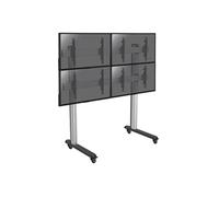 Support sur pieds mur d'images pour 4 écrans TV 45''-55'' - Hauteur 175cm - A roulettes