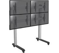 Support sur pieds mur d'images pour 4 écrans TV 45''-55'' - Hauteur 175cm - A roulettes