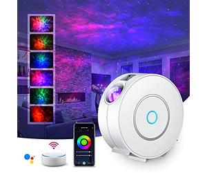 SUPPOU LED Wifi Projecteur Ciel Étoilé,Intelligent Projecteur Étoilé Veilleuse Galaxie,Gradation/Contrôle vocal/Connexion WiFi/Minuterie,Chambre Décorer,Cadeau,Noël (Blanc)