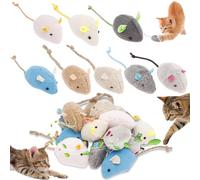 SUPPUIMNT Lot de 16 souris en peluche avec herbe à chat - Jouet interactif pour chat et chaton - Design réaliste - 8 couleurs