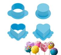 SUPPUIMNT Lot de 2 emporte-pièces pour cake pop, en plastique, cercle et cœur, imprimés, pour la cuisine, la pâtisserie, la cuisine, les gâteaux de mariage, les fêtes, les desserts