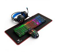 Supra Gaming Vortex Pack Gaming 4 en 1 Clavier + Souris + Casque + Tapis Rétroéclairé Noir
