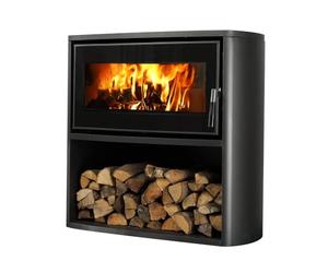 SUPRA LASLO BÛCHER - Poêle à bois en acier 7,5 kW, haute efficacité, troncs jusqu'à 60 cm, système de nettoyage, cendrier accessible, Déflecteurs amovibles, double combustion