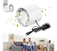 Suprbee Extracteur d'Air 100mm, Ventilateur tubulaire 130m³/h, Ventilateur d'extraction en Ligne, prise européenne avec interrupteur, Économe en énergie, pour le bain, WC, Cuisine, Bureau, Garage