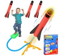 SUPRBIRD Fusée Plastique Kit,Lanceur de Fusée avec 3 Lance-Rocket en Mousse,Pédale Pression Type Jouets D'extérieur Volants Jouet Exterieur Enfant de 4 à 12 Ans