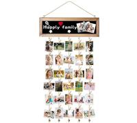SUPRBIRD Pele Mele Photo Mural, Porte Photo Mural avec Tableau Et 30 Clips en Bois, Cadre Photo Pele Mele Mural pour Photos, Cartes Postales, Peintures