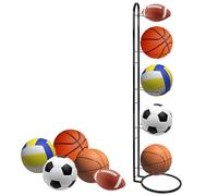 SUPRBIRD Support Ballon Basket 5 Niveaux en Métal Noir,Porte Ballon Amovible pour Football/Basket/Volley - Organisation Garage & Équipement Sportif - Casier de Rangement de Balles