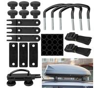 SUPRBIRD Supports de Fixation pour Coffre de Toit, 4 Jeux U Boulons pour Coffre de Toit, Fixation Coffre De Toit Universelle, avec 8 Ecrous de Blocage Robustes et 2 Bandages, Largeur Interne De 85 mm