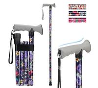 supregear Canne de Marche Pliante, Hauteur Réglable, Légère et Compacte, Pliable pour Voyage avec Poignée Souple, Aide à la Marche pour Personnes Âgées et Handicapées, Noir Grandes Floral