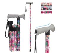 supregear Canne de Marche Pliante, Hauteur Réglable, Légère et Compacte, Pliable pour Voyage avec Poignée Souple, Aide à la Marche pour Personnes Âgées et Handicapées, Rose Floral