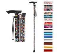 supregear Canne Pliante, Hauteur Réglable à 5 Niveaux Canne de Marche Légère Portable Bâtons de Voyage avec Dragonne et Poignée en T pour Personnes Âgées Handicapées Hommes Femmes, Pois Noirs