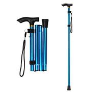 supregear Canne Pliante, Hauteur Réglable à 5 Niveaux Canne de Marche Légère Portable Bâtons de Voyage avec Dragonne et Poignée en T pour Personnes Âgées Handicapées Hommes Femmes, Bleu