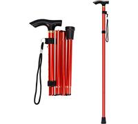 supregear Canne Pliante, Hauteur Réglable à 5 Niveaux Canne de Marche Légère Portable Bâtons de Voyage avec Dragonne et Poignée en T pour Personnes Âgées Handicapées Hommes Femmes, Rouge