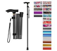 supregear Canne Pliante, Hauteur Réglable à 5 Niveaux Canne de Marche Légère Portable Bâtons de Voyage avec Dragonne et Poignée en T pour Personnes Âgées Handicapées Hommes Femmes, Gris Foncé