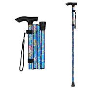 supregear Canne Pliante, Hauteur Réglable à 5 Niveaux Canne de Marche Légère Portable Bâtons de Voyage avec Dragonne et Poignée en T pour Personnes Âgées Handicapées Hommes Femmes, Floral Bleu