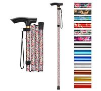 supregear Canne Pliante, Hauteur Réglable à 5 Niveaux Canne de Marche Légère Portable Bâtons de Voyage avec Dragonne et Poignée en T pour Personnes Âgées Handicapées Hommes Femmes