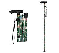 supregear Canne Pliante, Hauteur Réglable à 5 Niveaux Canne de Marche Légère Portable Bâtons de Voyage avec Dragonne et Poignée en T pour Personnes Âgées Handicapées Hommes Femmes, Floral Vert