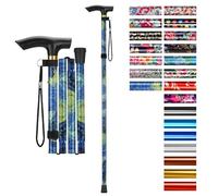 supregear Canne Pliante, Hauteur Réglable à 5 Niveaux Canne de Marche Légère Portable Bâtons de Voyage avec Dragonne et Poignée en T pour Personnes Âgées Handicapées Hommes Femmes, Bleu Oriental