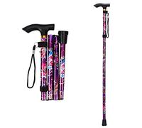 supregear Canne Pliante, Hauteur Réglable à 5 Niveaux Canne de Marche Légère Portable Bâtons de Voyage avec Dragonne et Poignée en T pour Personnes Âgées Handicapées Hommes Femmes, Violet Floral