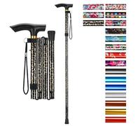 supregear Canne Pliante, Hauteur Réglable à 5 Niveaux Canne de Marche Légère Portable Bâtons de Voyage avec Dragonne et Poignée en T pour Personnes Âgées Handicapées Hommes Femmes, Léopard