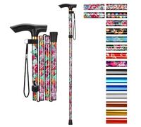 supregear Canne Pliante, Hauteur Réglable à 5 Niveaux Canne de Marche Légère Portable Canne de Voyage avec Dragonne et Poignée en T pour Personnes Âgées Handicapées Hommes Femme