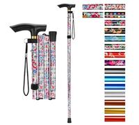 supregear Canne Pliante, Hauteur Réglable à 5 Niveaux Canne de Marche Légère Portable Canne de Voyage avec Dragonne et Poignée en T pour Personnes Âgées Handicapées Hommes Femme