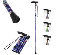 supregear Canne Pliante pour Femmes, Canne de Marche Légère avec Motif Floral, Dragonne et Poignée en T, Canne de Voyage Réglable en Hauteur sur 5 Niveaux pour Personnes Âgées et Handicapées