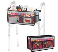 supregear Panier de Marche, Sac de Rangement Grande Capacité avec 4 Poches en Filet et Bande Réfléchissante Crochet et Boucle Design Sac de Rangement pour Accessoires de Transport Walker, Floral