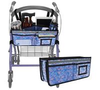 supregear Panier de Rollator, Sac de Rangement Étanche Universel Pliable avec Grande Capacité et Multiples Poches pour Accessoires de Rollator pour Personnes âgées, Bleu Dégradé