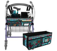 supregear Panier de Rollator, Sac de Rangement Étanche Universel Pliable avec Grande Capacité et Multiples Poches pour Accessoires de Rollator pour Personnes âgées, Papillon Cyan